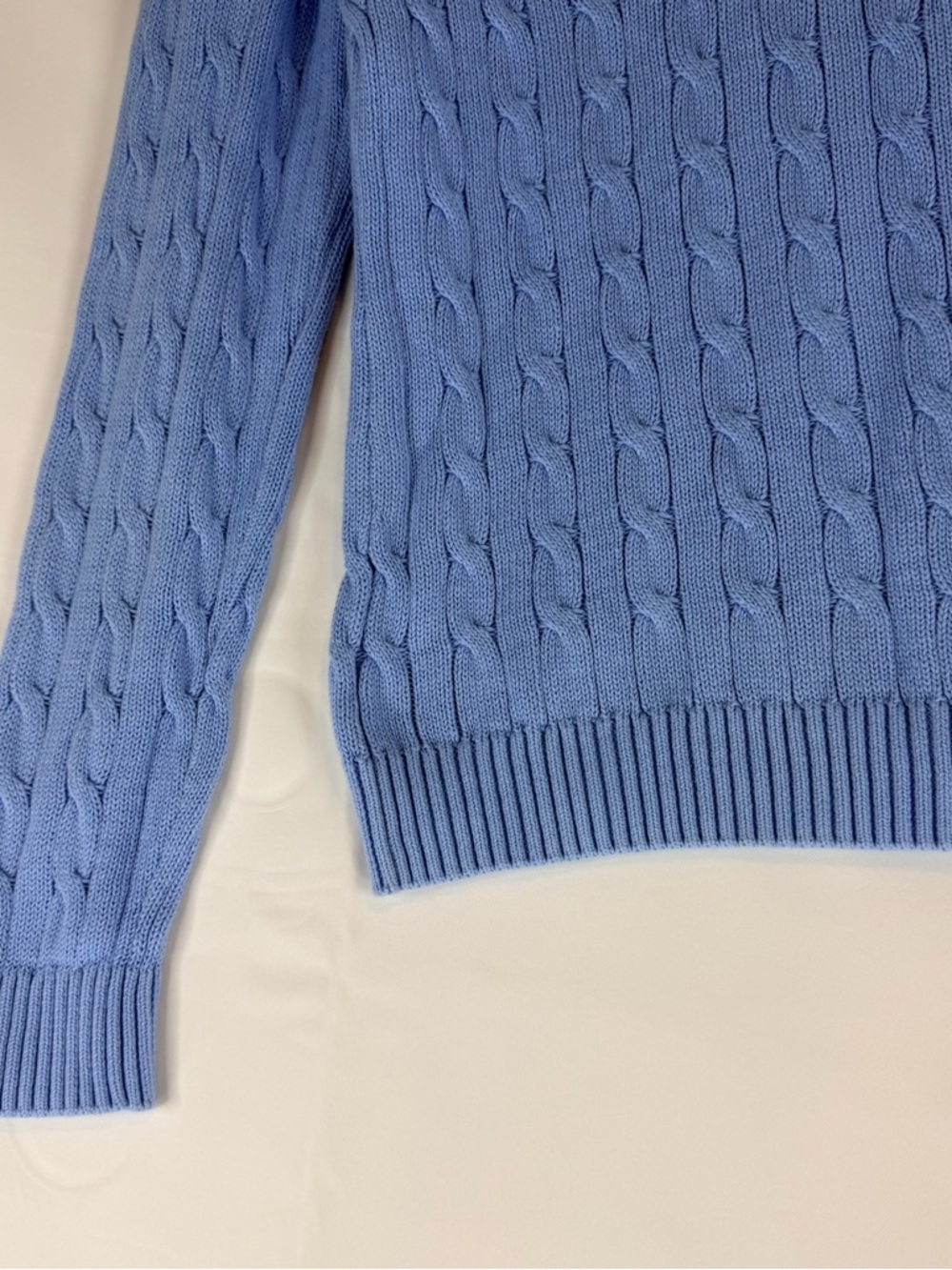 BROOKS BROTHERS Women’s Size L Sweater 346 Crewneck Cable Knit Blue Classic - Picture 11 of 15